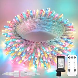 suddus String Lights Indoor Bedroom Connectable, 33ft 100 Led Multicolor Christmas Light Outdoor Clear Wire, Plug in Fairy Lights with Remote for Classroom Dorm Decorations