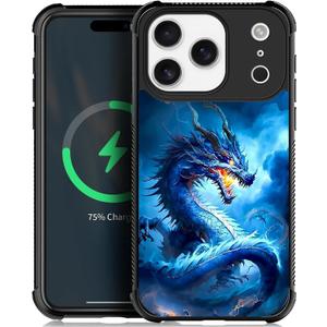 Pinsheng for iPhone 17 Pro Max Case Compatible with MagSafe for Men/Boys,Four Corner Reinforced DropProof Side Frame AntiSkid Soft Protective Case for iPhone 17 Pro Max 6.9inch Orient Dragon