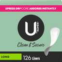 U by Kotex Panty Liners, Clean & Secure, Light Absorbency, Long Length, 126 Count 
