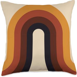 70's Retro Vintage Geomtric Shape No.2 Throw Pillow (18x18)