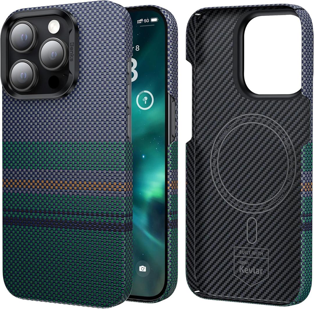 BENKS Aurora ArmorAir Case for iPhone 15 Pro Max 6.7'' Compatible with Magsafe, Built with Dupont Kevlar 600D Fiber, Ultra Slim & Lightweight Minimalist Style Protective Cover
