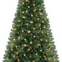 Hinged 8 Lighting Modes and Gloves PVC Christmas Tree - 240cm