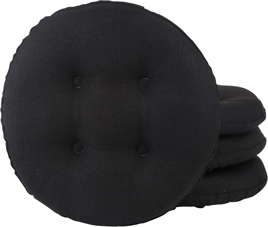 Klear Vu Omega Gripper Non-Slip Tufted Round Barstool Cushion for Dining Rooms, Cafes, Bars and Restaurants, 14, 4 Count (Pack of 1), Midnight