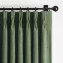 Olive Green Pinch Pleated Dual Layer Linen Curtains 40 x 84 Inches Long for Bedroom, Full Blackout Memory Trained Soundproof Heat Blocking Loden Farmhouse Windows Drapes for Dining Room 7 FT Length  Loden, 40"W x 84"L (Pack of 2)