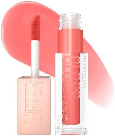 Maybelline New York Lifter Gloss Hydrating Lip Gloss with Hyaluronic Acid, Peach Ring, Sheer Peach, 1 Count