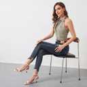 Modatope Kitten Heels for Women Open Square Toe Ankle Strap Sandals Low Heels Dress Shoes for Party (White)