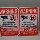 T&R (2 pack) No Dumping, Property Protected By Video Surveillance Sign, 18"x12" Engineer Grade Reflective Sheeting, Rust Free Aluminum, Weather Resistant, Fade Resistant, 2 Pre-drilled Holes