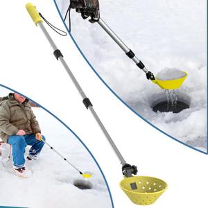 Huntury Retractable Ice Fishing Scoop Skimmer, Ice Scooper, Long Length, and Larger Spoon, No More Bending Over to Scoop Out Ice While Ice Fishing (Pack Of 1)