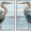 Stupell Industries Detailed Heron Bird Duo 2 Piece Gray Framed Giclee Art Set Design by Grace Popp (30L'' x 24W'')