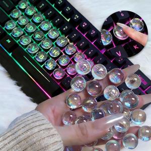 60pcs Keyboard Stickers for Long Nails, Clear Glass Bubbles, Protect Nail Art, No-Residue,Reusable Raised Keyboard Stickers, for Desktop Keyboards, External Keyboards, Calculators