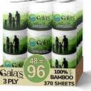 Gaias Premium and Soft Organic Bamboo Toilet Paper | 48 Mega Rolls, 3 Ply, 370 Sheets | FSC Certified, PFAS & BPA Free, Eco-Friendly, Sustainable Tissue - Plastic Free, Septic Safe, Vegan (24 roll (Pack of 2))