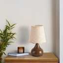 Ziqqeelam Wood Grain Small Table Lamp, Farmhouse Bedroom Lamps for Bedside Nightstand, Vintage Small Table Lamps for Small Spaces for Kitchen Counter, Home Office, Living Room, Kids Dorm, Bookshelf