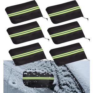 Side Mirror Covers Auto Rearview Protection, 6 Pieces Waterproof Vehicle Side View Mirror Cover Exterior Rear View Accessories Car Accessories with Drawstrings for Car Vehicle Winter (Green Refletive)