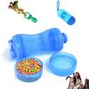 Pets Water Bottle with Food Container,Travel Puppy Water Bowl,Portable Pet,Dispenser,Dog Stuff Accessories Items,Cat Walking and Hiking Dog Gift,with 1DogPoop Bags;1 Pet Toys 3PCS