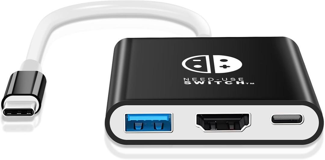 Switch Dock for Nintendo Switch Docking Station 4K Video Portable TV Adapter Connector for Nintendo Switch NS/OLED USB C to HDMI Travel Dock with USB 3.0 Plug & Play (Black+White)