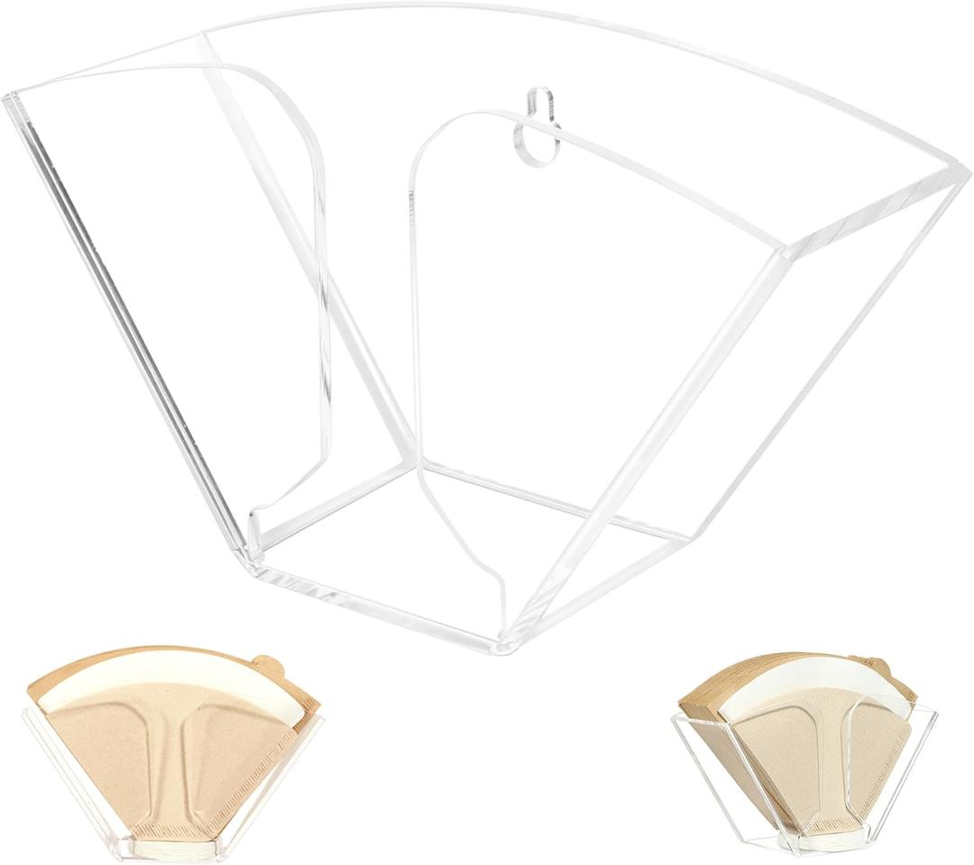 Kamehame Coffee Filter Holder, Wall Mount Coffee Filter Dispenser Rack, Clear Acrylic Storage Container for Aeropress, Cone Filters