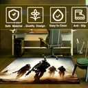 Shooting Game Rug Teen Boys Carpet with Battle Games Element Decoration Mat, War Game Rugs for Boys Bedroom Living Room Playroom, Non-Slip Children Gaming Area Rugs (Foursome, 60" x 40") (3'4" x 5' (Rectangular))