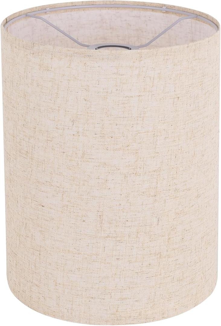 Beige Linen Tall Drum Lampshade, 10" Top x 10" Bottom x 13" High Lamp Shade, Lamp Shade Replacement for Table and Floor Lamps, Pendant Light, Handcrafted Lampshade, Easy Assembly