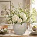 Briful Rustic Ceramic Vase for Home Decor, 7.4" Tall Farmhouse Vase, Beige