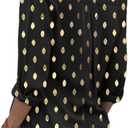 Avanova Women Gold Dot Print Long Sleeve Button Down Shirt Work Business Blouse Top Gold Dot Black XX-Large (XXL)