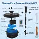 Floating Pond Fountain Pump with Lights | Remote Control RGB LED | 880GPH Pond Fountain Aerator | Floating Fountain with 3 Spray Patterns | for Ponds, Pool, Water Garden