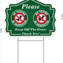2 Pack No Peeing and No Pooping Dog Sign, Please Be Respectful Keep Off The Grass Yard Signs with Metal Wire H-Stakes, Double Sided, 12.6" x 9.5", UV Protected, Waterproof, Outdoor Use