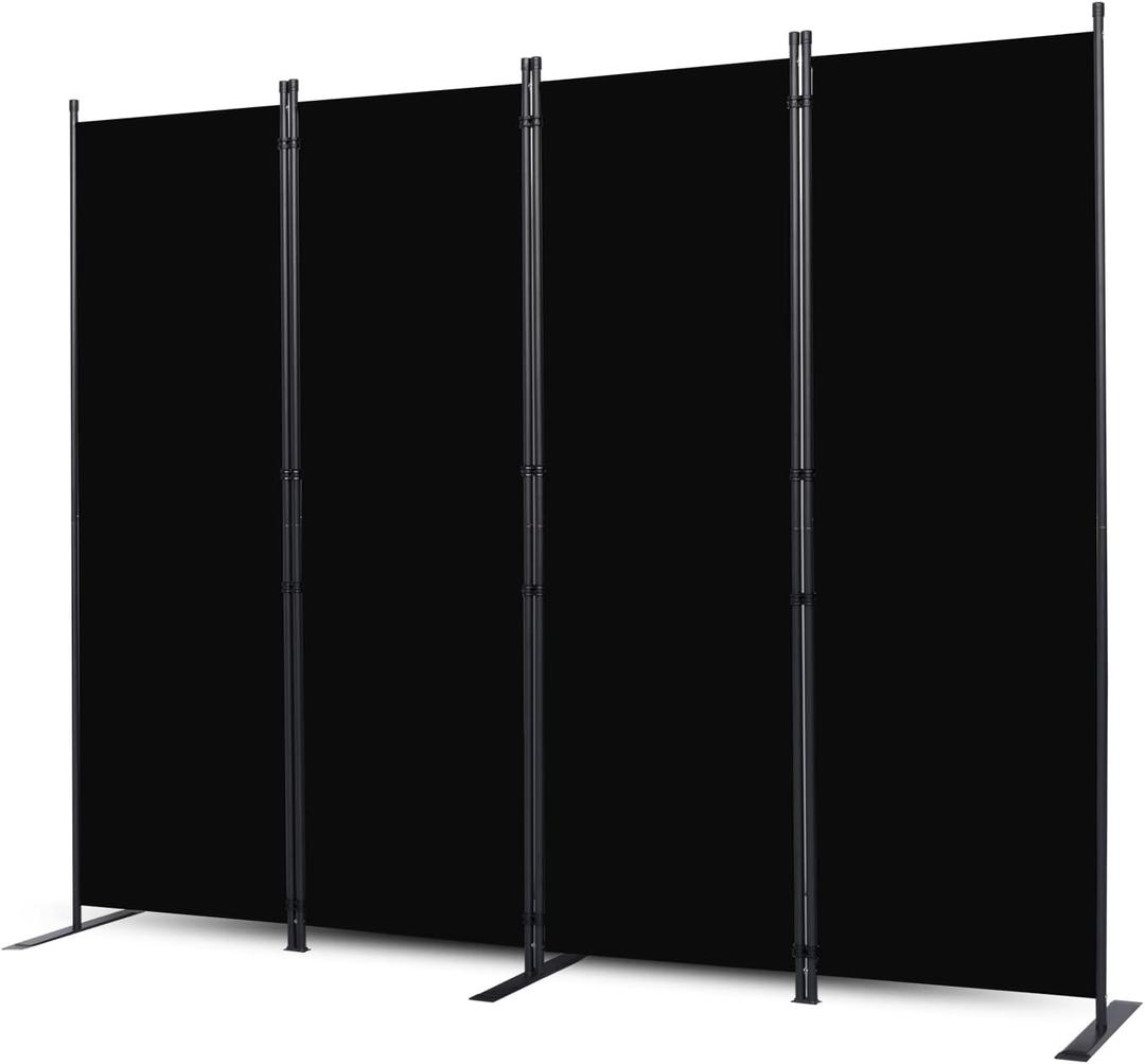 Room Divider, 4 Panel Folding Privacy Screens with Wider Feet, 6 Ft Portable Room Partition for Room Separator, Room Divider Panel 88" W X 71" H, Partition Room Dividers FreestandingBlack