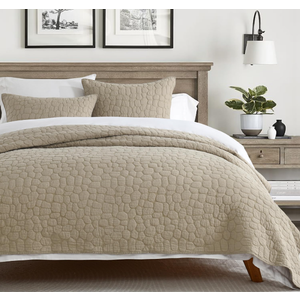 HORIMOTE HOME 100% Cotton Quilt Set King Size, Dark Beige Pre-Washed Bedspreads Coverlet Set with Cobblestone Pattern, Cozy Lightweight Stitching Decorative Bedding Cover for All Seasons