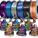YOUSU 3D Printer Filament Silk PLA Filament Rainbow Color,1.75mm Tri Color Filament 6 * 1kg Pack.