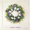 Idyllic 24 Inch Spring Summer Wreath for Front Door - Artificial Blueberry Bunch Wreath with White Purple Flowers Floral Decor for Window Mantel Wedding Indoor Outdoor Home Decoration
