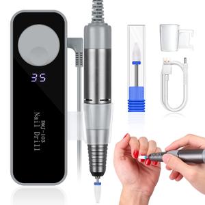 SAVILAND Electric Nail Drill 35000RPM: Portable Nail File Rechargeable Grey Nail Buffer Manicure Pedicure Tools Nail Supplies Kit Set Professional Acrylic with Everything for Nail Care Nail Art