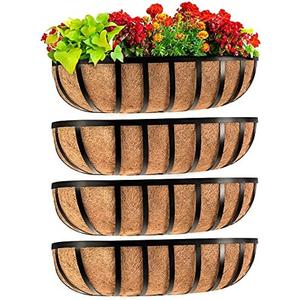 Sekcen Railing Planter Window Box Deck Balcony Rail Planter 24 Inch for Porch Fence Patio Outdoor 4 Pack