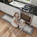 KIMODE Anti Fatigue Kitchen Mats for Floor 2 Piece,17"x47"+17"x29" Farmhouse Kitchen Rugs Non Slip Rubber Backing,Waterproof Cushioned Standing Mat for Home Decor,Office,Laundry Room,Sink,Desk,Grey