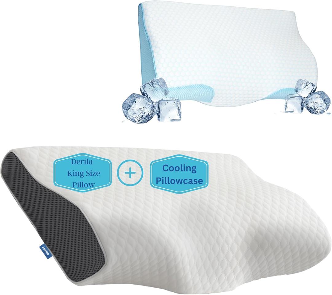 Derila King Size Memory Foam Pillow & Cooling Pillowcase