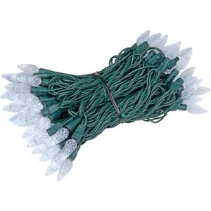 Novelty Lights 100 Light C6 LED Christmas Mini Light Set, Commercial Grade Outdoor String Lights, Pure White, Green Wire, 50 Feet