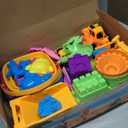FHOZGECY Beach Toys, 40Pcs Sand Toys with 4 Beach Construction Vehicles, 4 Collapsible Beach Bucket, Sand Castle Building Kit, Sand Molds, Shovel Set, Mesh Bag, Summer Outdoor Toys for Kids Ages 4-8