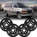 16inch Wheel Skins for 2003-2014 Chevy Express/Savana G1500 G2500 G3500 H1500, 2015-2026 Express/Savana 2500 3500 Glossy Black Wheel Skin Covers Sets of 4, Snap-on Wheel Skin Replacement Set