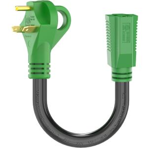 RVGUARD 30 Amp to 110 Volt RV Adapter Cord 12 Inch, NEMA TT-30P to NEMA 5-15R Electrical Power Adapter with LED Power Indicator, Green, ETL Listed