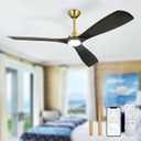 Modern Ceiling Fan with Light: Black and Gold Ceiling Fans with Remote and Smart APP Control 3 Blades - 60 Inch Ceiling Fan for Indoor Living Room Bedroom
