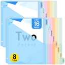Forvencer 8 Count Dividers with Two Pockets, 8 tabs Binder Dividers for 3 Ring Binder Organizer, Binder Divider with Tabs for School Office and Home, 1 Set