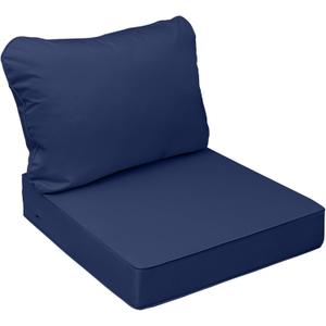 AAAAAcessories Outdoor Seat Cushions for Chairs, Fade-Resistant, Waterproof Patio Furniture Replacement Cushions, 21" x 19" x 3" + 21" x 19", Navy Blue