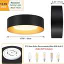 Modern Flush Mount Ceiling Lights,Minimalist 12.5IN Round Close to Ceiling Light Fixture,Black and Gold Metal Ceiling Lighting Lamp for Entryway,Hallway,Kitchen,Bedroom