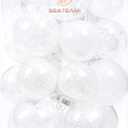 Sea Team Christmas Baubles Set Clear Plastic Shatterproof Multi-Size Decorative Christmas Baubles with Stuffed Delicate Decorations (25 Pieces, White)