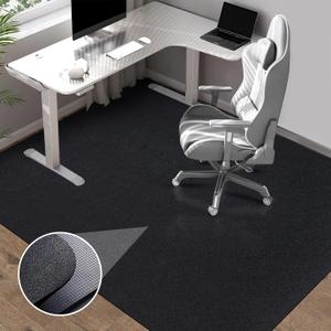 Office Chair Mat for Hardwood Floor: 63" x 51" Extra Large Black Office Chair Mat, Anti-Slip Rubber Floor Mat for Gaming Rolling Chair, Heavy Duty Sturdy Floor Protector Mat Under L Computer Desk