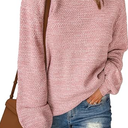 Sucolan Oversized Sweaters for Women Heathered Long Sleeve Crew Neck Pullover Knit Sweater Casual Fall Tops 2025 Fashion XS, Light Rose Pink