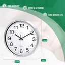 Wall Clock 12 Inch Silver Brushed Finish Silent Non Ticking Indoor Clock Round Battery Operated Stainless Steel Wall Clocks for Home, Office, Hotel, Bedroom, Living Room, Kitchen