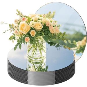 12 x 12PCS Round Mirror Plates for Centerpieces, Mirror Trays 12inch Flat Circle Mirrors for Tables Mirror Centerpieces, Circle Mirror Candle Plates for Table Centerpieces Wedding Party Centerpieces