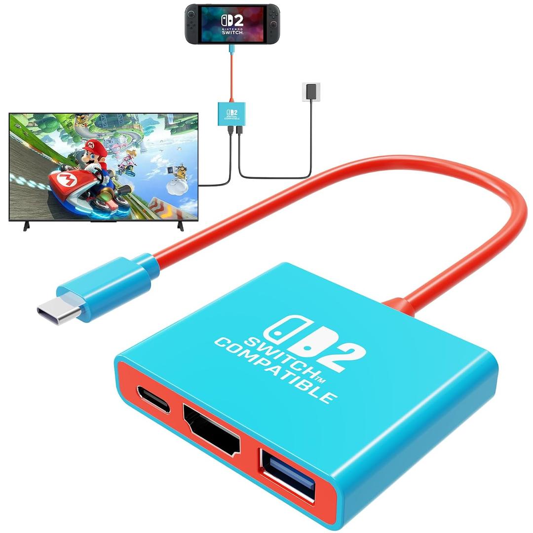 Switch 2 Dock, Replacement for Nintendo Switch 2 Dock Support 4K/60HZ Switch 2 TV Mode Compatible Nintendo 2, Portable Travel Switch 2 Docking Station with HDMI2.0/PD 100W/USB3.0 Port