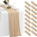 16 Pack Beige Cheesecloth Table Runners 20x120 Inch Gauze Table Runner Cheese Cloth 10FT Beige Table Runner Rustic Sheer Runner for Wedding Birthday Party Baby Shower Table Decor