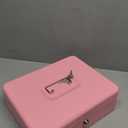 Cash Box with Lock and Money Tray Metal Money Box Large Cash Lock Box for Money 9.84" x 7.87" x 3.54" Pink